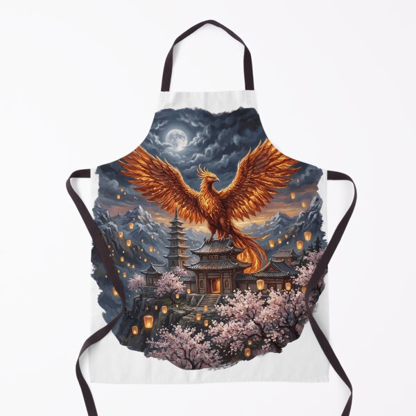 Item preview, Moonlit Phoenix Above the Ancient Temple | Fantasy Wildlife Painting designed and sold by Origamoart.
