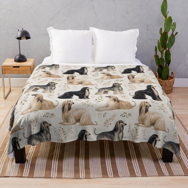Item preview, Elegant Afghan Hound Seamless Pattern with Botanical Elements designed and sold by blankTeeShirt.