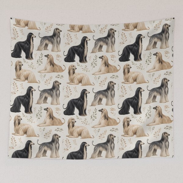 Item preview, Elegant Afghan Hound Seamless Pattern with Botanical Elements designed and sold by blankTeeShirt.