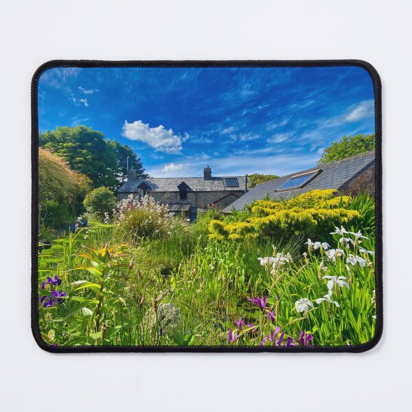 Item preview, Colourful Cornwall Cottage Garden with Summer Flowers and Blue Sky designed and sold by leonwoods.
