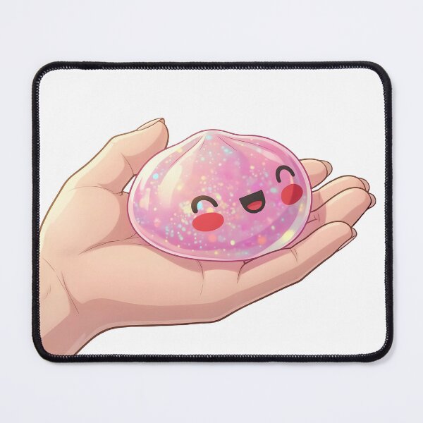 Item preview, Pink Glitter Squishy Dumpling in Open Hand – Kawaii Digital Art designed and sold by EmeraldeaArt.