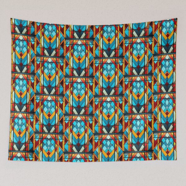 Item preview, Art Deco Geometric Stained Glass Pattern designed and sold by pinkal.
