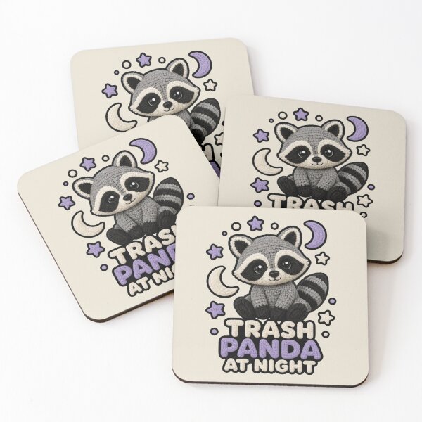 Item preview, Cute Crochet Raccoon Trash Panda At Night Funny Animal Design designed and sold by Panom Suavichien.