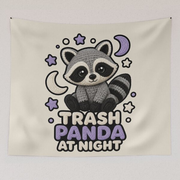 Item preview, Cute Crochet Raccoon Trash Panda At Night Funny Animal Design designed and sold by Panom Suavichien.