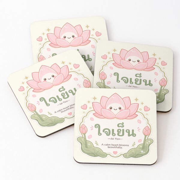 Item preview, Jai Yen | Calm Heart Blooms – Cute Thai Lotus Design | Soft Thailand™ designed and sold by CosmicQuietStudio.