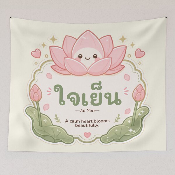 Item preview, Jai Yen | Calm Heart Blooms – Cute Thai Lotus Design | Soft Thailand™ designed and sold by CosmicQuietStudio.