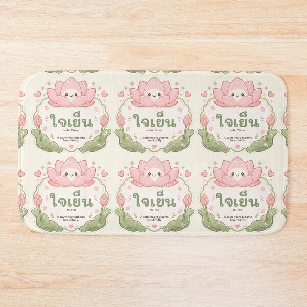 Item preview, Jai Yen | Calm Heart Blooms – Cute Thai Lotus Design | Soft Thailand™ designed and sold by CosmicQuietStudio.