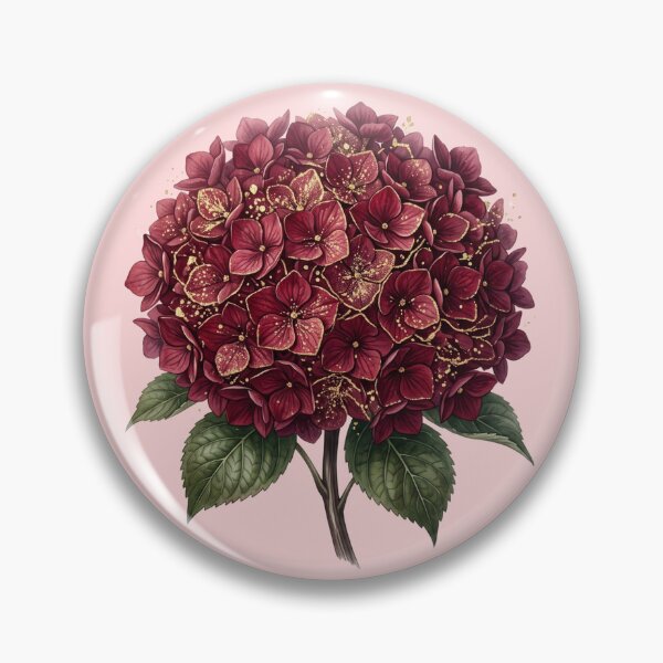 Item preview, Burgundy Hydrangea Gold Dust Glitter Dark Botanical Art designed and sold by BreezifyDesignStudio.