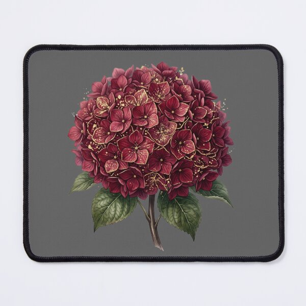 Item preview, Burgundy Hydrangea Gold Dust Glitter Dark Botanical Art designed and sold by BreezifyDesignStudio.