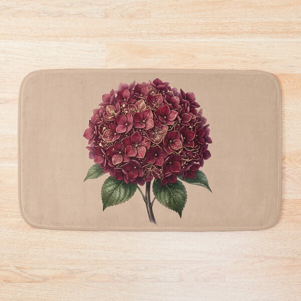 Item preview, Burgundy Hydrangea Gold Dust Glitter Dark Botanical Art designed and sold by BreezifyDesignStudio.