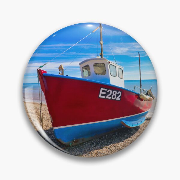 Item preview, Colourful Fishing Boat on Beer Beach Devon designed and sold by leonwoods.