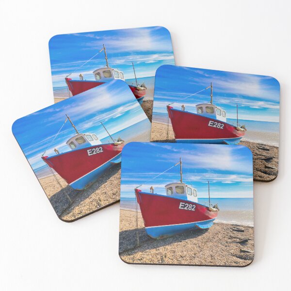 Item preview, Colourful Fishing Boat on Beer Beach Devon designed and sold by leonwoods.
