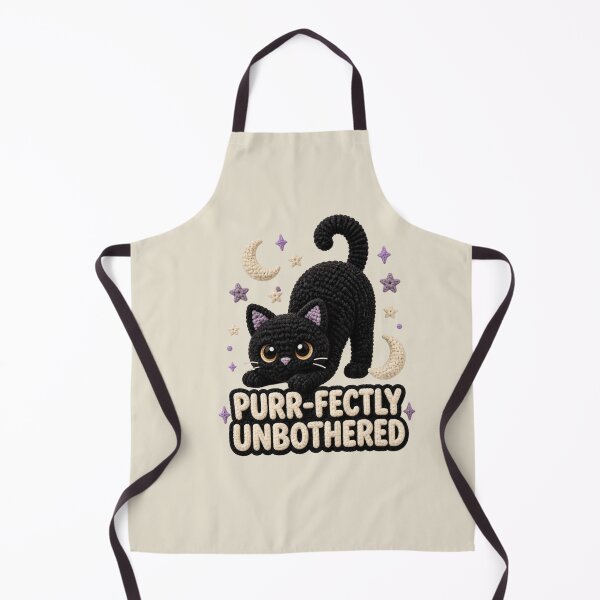 Item preview, Cute Crochet Black Cat Purr-fectly Unbothered Funny Design designed and sold by Panom Suavichien.