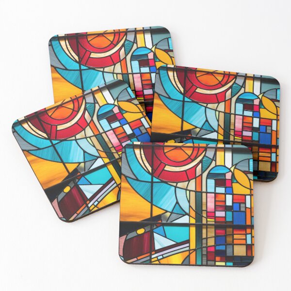 Item preview, Abstract Sunburst Modern Stained Glass Mosaic designed and sold by pinkal.