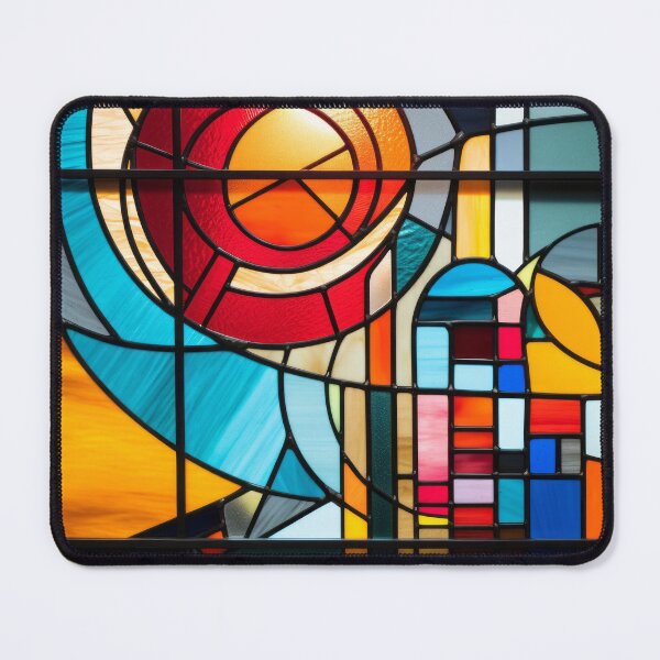 Item preview, Abstract Sunburst Modern Stained Glass Mosaic designed and sold by pinkal.