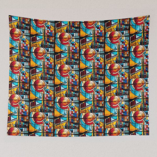 Item preview, Abstract Sunburst Modern Stained Glass Mosaic designed and sold by pinkal.