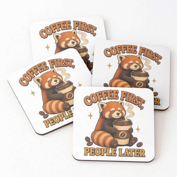 Item preview, Coffee Mood - Grumpy Red Panda designed and sold by Wonder-Ink-Lab.