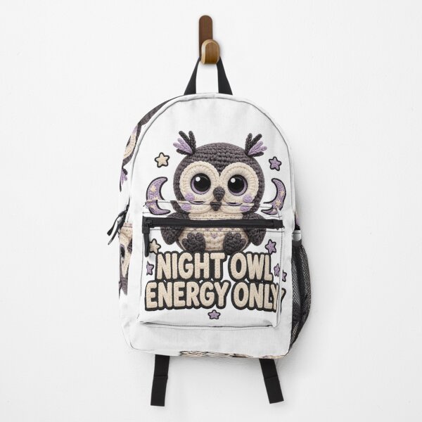 Item preview, Cute Crochet Owl Night Owl Energy Only Funny Animal Design designed and sold by Panom Suavichien.