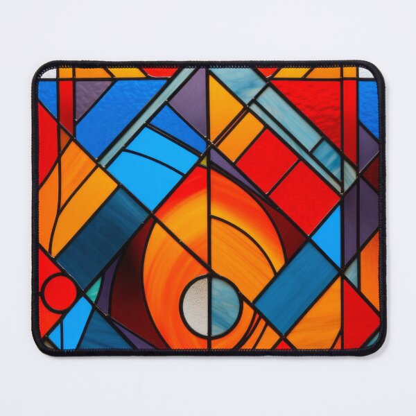 Item preview, Geometric Modern Abstract Stained Glass Panel designed and sold by pinkal.