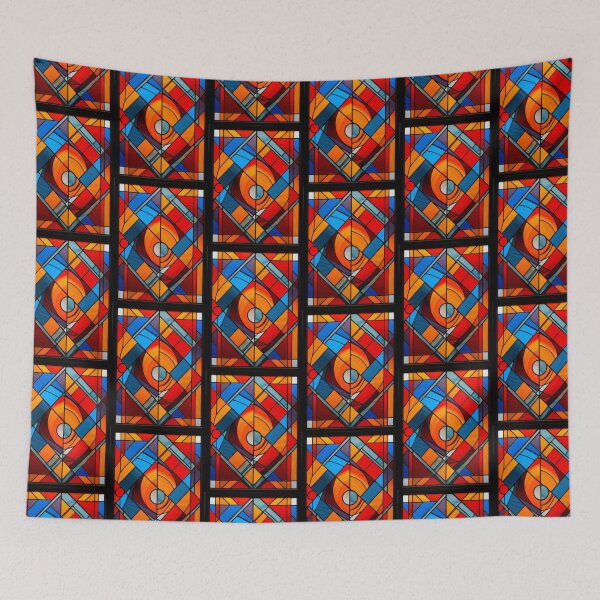 Item preview, Geometric Modern Abstract Stained Glass Panel designed and sold by pinkal.