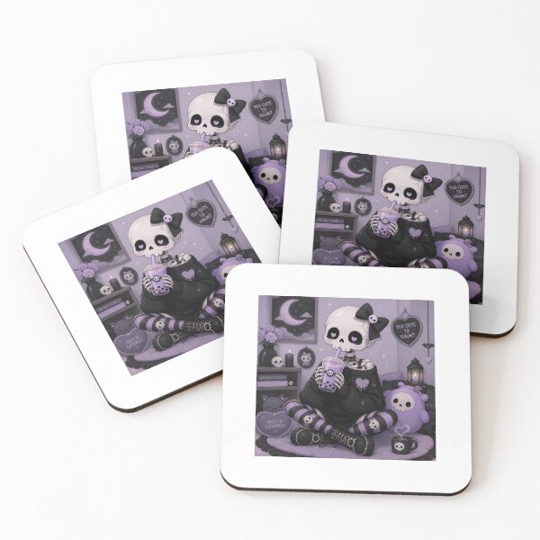 Item preview, Cute Skeleton Drinking Boba Tea Pastel Goth designed and sold by TicoInk.