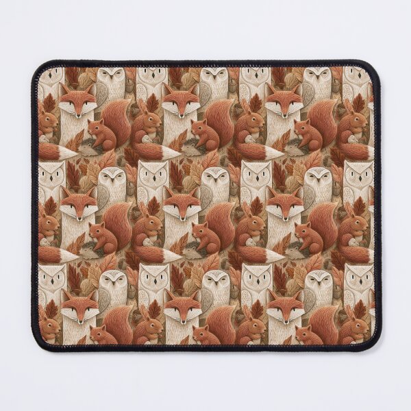 Item preview, Warm Rust Woodland Friends: Fox & Owls Pattern designed and sold by TJ Art and Camera.