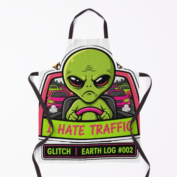 Item preview, Divertida pegatina de alienígena de oficina: Odio el tráfico designed and sold by AlienWorldArt.
