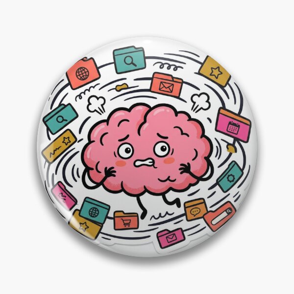 Item preview, Overwhelmed Brain Too Many Tabs Funny ADHD Sticker designed and sold by spectomine.