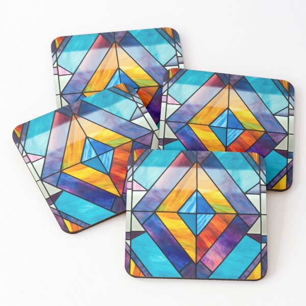 Item preview, Symmetrical Turquoise and Amber Stained Glass Diamond designed and sold by pinkal.