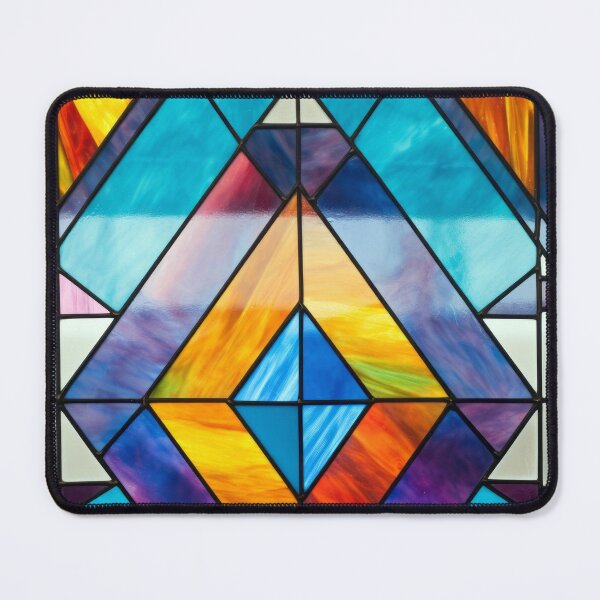 Item preview, Symmetrical Turquoise and Amber Stained Glass Diamond designed and sold by pinkal.