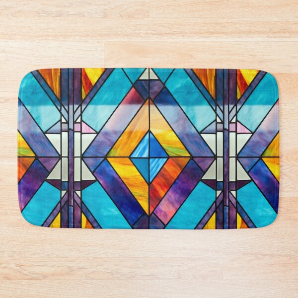 Item preview, Symmetrical Turquoise and Amber Stained Glass Diamond designed and sold by pinkal.