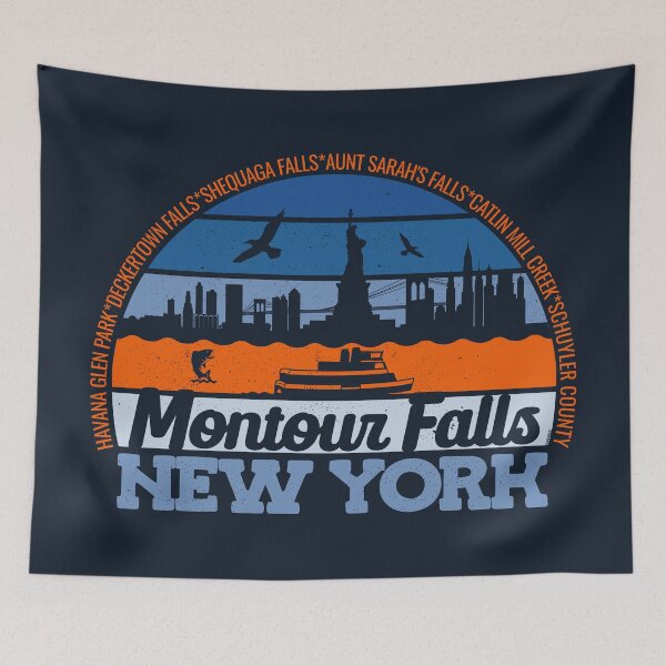 Item preview, Montour Falls New York Sunset Retro Vintage Local Pride Logo designed and sold by CRHPOD20.