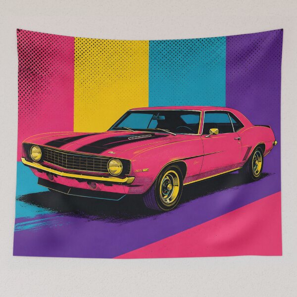 Item preview, Hot Pink Classic Muscle Car – Retro Pop Art designed and sold by GutyzDesignsES.