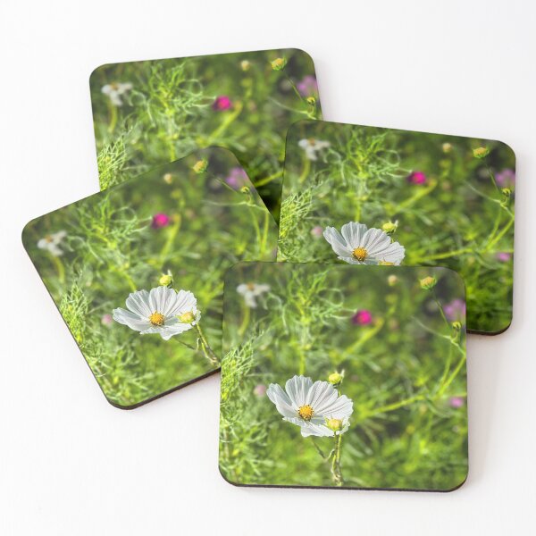 Item preview, White Cosmos Flower in a Colourful Summer Garden designed and sold by leonwoods.