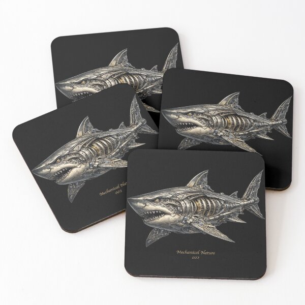 Item preview, Mechanical Nature 002 – Cybernetic Great White Shark | Futuristic Mechanical Shark | Premium Sci-Fi Ocean Art designed and sold by getpressedshirt.