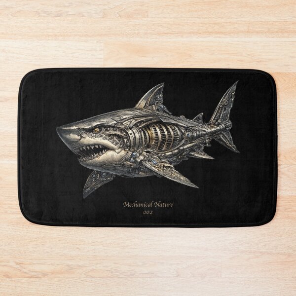 Item preview, Mechanical Nature 002 – Cybernetic Great White Shark | Futuristic Mechanical Shark | Premium Sci-Fi Ocean Art designed and sold by getpressedshirt.