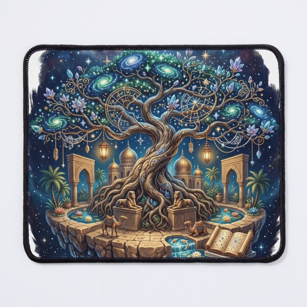 Item preview, Tree of the Cosmos | Celestial Oasis Fantasy Painting designed and sold by Origamoart.