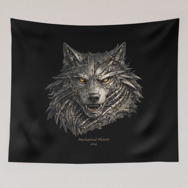 Item preview, Mechanical Nature 004 – Cybernetic Wolf | Biomechanical Wolf | Futuristic Mechanical Predator Art designed and sold by getpressedshirt.