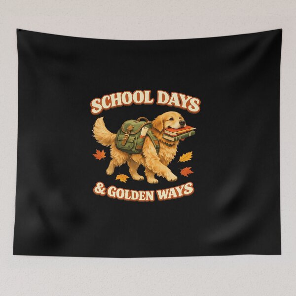 Item preview, School Days and Golden Ways Golden Retriever Back to School Design designed and sold by Sahil Randhawa.