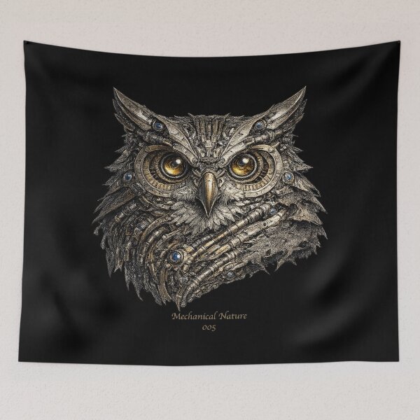 Item preview, Mechanical Nature 005 – Cybernetic Owl | Biomechanical Owl | Futuristic Mechanical Wildlife Art designed and sold by getpressedshirt.