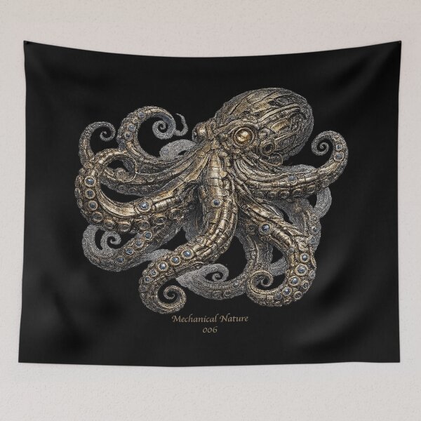 Item preview, Mechanical Nature 006 – Cybernetic Octopus | Biomechanical Octopus | Futuristic Mechanical Ocean Art designed and sold by getpressedshirt.