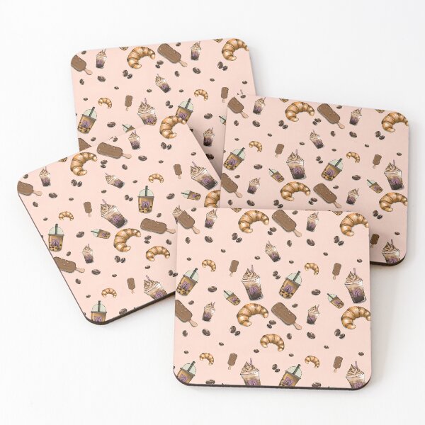 Item preview, Cute Coffee Boba and Croissant Seamless Pattern designed and sold by Vanta5hade.