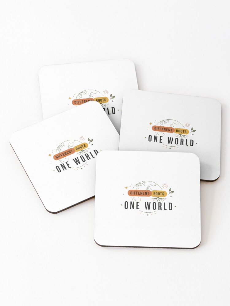 Thumbnail 1 of 5, Coasters (Set of 4), Different Roots One World Unity Design designed and sold by SurrealSproutz.