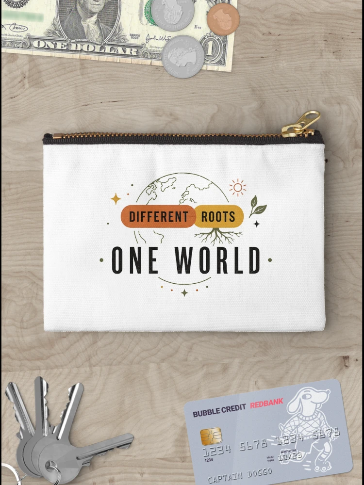 Thumbnail 3 of 4, Zipper Pouch, Different Roots One World Unity Design designed and sold by SurrealSproutz.