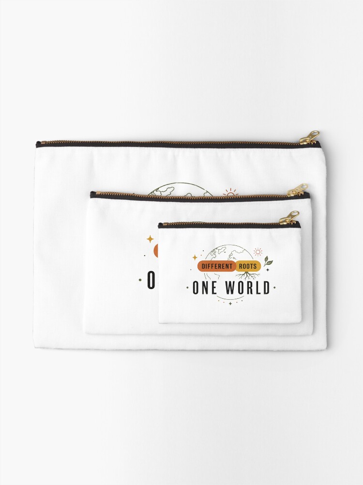 Thumbnail 2 of 4, Zipper Pouch, Different Roots One World Unity Design designed and sold by SurrealSproutz.