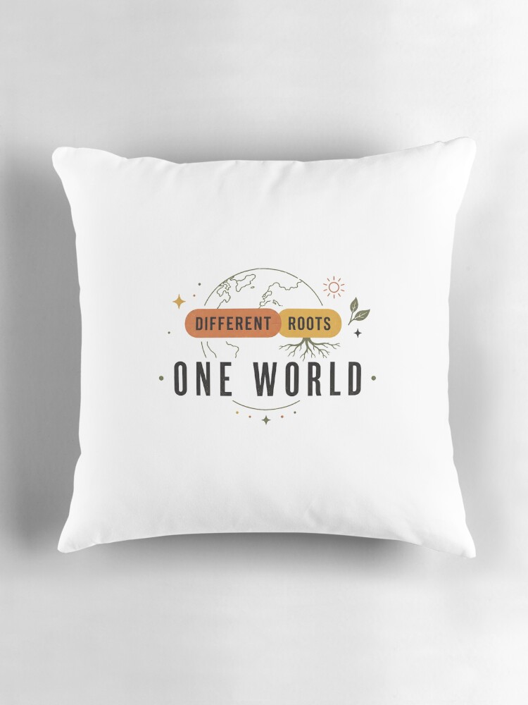 Thumbnail 3 of 4, Pillow, Different Roots One World Unity Design designed and sold by SurrealSproutz.