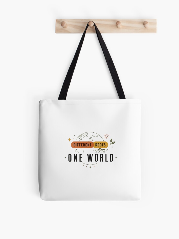 Thumbnail 1 of 2, Tote Bag, Different Roots One World Unity Design designed and sold by SurrealSproutz.
