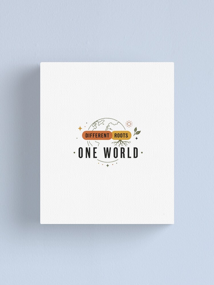 Thumbnail 1 of 3, Canvas Print, Different Roots One World Unity Design designed and sold by SurrealSproutz.