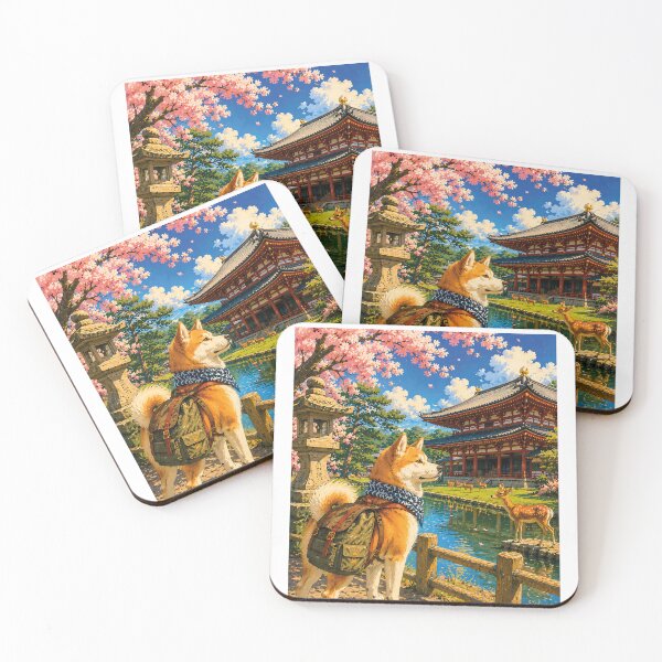 Item preview, Akita observing a temple in Nara designed and sold by Nomad-Paws.