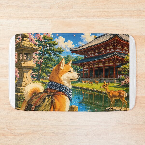 Item preview, Akita observing a temple in Nara designed and sold by Nomad-Paws.